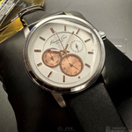[星晴錶業]Kenneth Cole手錶,42mm,K3010013495白色錶面銀錶殼深黑色真皮皮革錶帶款, , large