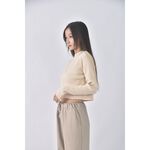 (S) united tokyo質感坑紋杏色長袖上衣二手衣, , large