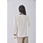 (M) 【德馨私服】a ys質感綁帶領口白色長袖上衣二手衣, , large