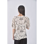 (S) wannabe韓牌碎花質感杏色短袖上衣二手衣, , large