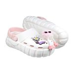 ROAD EASY 輕量透氣洞洞鞋 女鞋 拖鞋 涼鞋 時尚 可愛造型鞋扣 自由擺搭 回彈 穩定 厚底 增高 止滑 白 米, , large