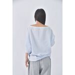 (XL) iroo質感棉質條紋藍色短袖上衣二手衣, , large