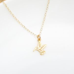 【Angel & Me】金色 蜂鳥 Hummingbird s925 純銀 厚鍍 24k純金 項鍊 情人節禮物