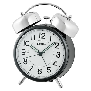 SEIKO 精工 經典不敗靜音秒針貪睡鬧鐘-銀x黑 QHK063K