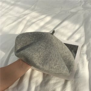 【A&R】復古氣質純色羊毛尼貝雷帽 灰色 