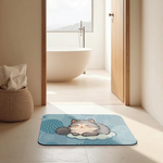 【Monster】 Soft Diatomaceous Earth Absorbent Mat – Nordic Animal Series (60x40cm) – Cloud Lazy Cat, , large