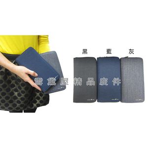 ~雪黛屋~SANDIA-POLO 長夾休閒中性大容量防水布+皮革加大容量U拉鍊包覆主袋大容量多層BSD0848A0700
