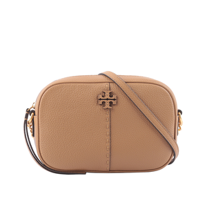 TORY BURCH McGraw 荔枝皮革拉鍊相機包/提拉米蘇