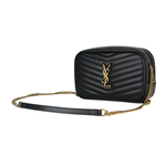 YSL Mini Lou 金字V紋小牛皮相機包/斜背包/黑色, , large