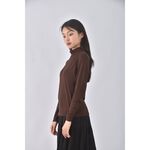 (S) 夢夢質感高領棕色長袖上衣二手衣, , large