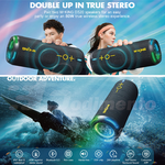 W-KING D320 40W 藍色 360度環繞防水藍芽喇叭 帶燈光/TF/AUX音響 EQ重低音喇叭, , large