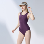 	莫妮娜 台灣製 連身三角泳裝 包黑邊芋色, , large