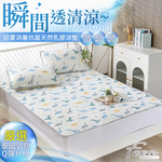 【FOCA】Naughty Dinosaur | Graphene antibacterial breathable natural latex cooling pad/cooling mat/multi-function pad (gift: same style pillowcase x1) - Single, , large
