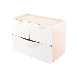 【O-Life】Stackable Desktop Drawer Cabinet-3 Drawers Beige