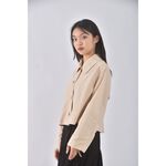 (S) stitch snap韓牌質感杏色長袖上衣二手衣, , large