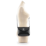 YSL Monogram Lou Lou 銀釦V紋小牛皮斜背包/MINI/黑色, , large
