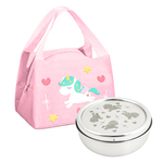 【KOM】台灣製316不鏽鋼兒童隔熱碗/附湯匙+防水牛津布保溫便當袋/餐袋 2入組(圖案任選), , large