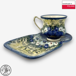 【SOLO Vintage】Cerraf Polish Pottery 180ml Breakfast Cup + Saucer Set Traces of Fragrance in the Blue Fields Series Made in Poland, , large