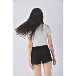 (S) newdu高腰丹寧牛仔質感黑色短褲二手衣, , large