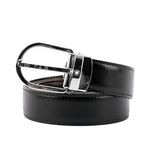 Montblanc 萬寶龍 馬蹄型亮面鍍鈀針式搭扣雙面可用皮帶/黑色/棕色, , large