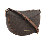Michael Kors Dover 金字版滿塗層帆布半月形斜背包/咖啡色, , large