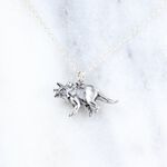 【Angel & Me】3D Dinosaur Triceratops s925 sterling silver necklace birthday gift, , large