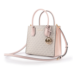 Michael Kors Mercer Logo 吊飾塗層帆布二用包(香草/粉色), , large