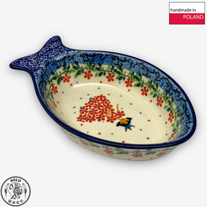 【SOLO Vintage】CA Polish Pottery 16cm Fish Bowl Sauce Plate Jewelry Plate Chopstick Rack Red Princess Series