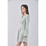 (S) air space lady質感V領綠色洋裝二手衣, , large