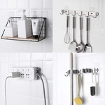 G+ Home No-Assembly Heavy-Duty Large Adhesive Screw Hook Set (6 pcs, 8&times;8 cm) &ndash; 8mm Silver, , large