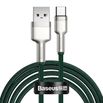 【BASEUS】iPhone不適用 40W倍思金屬卡福樂USB to Type-C充電線 200公分 墨綠色(快充線 數據線 TC線), , large