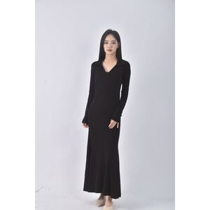 (S) black line韓牌修身黑色洋裝二手衣