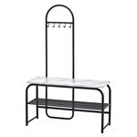 【H&R安室家】歐式仿大理石紋收納穿鞋椅 台灣製(置物架 鞋架) LS298, , large