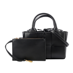 BOTTEGA VENETA Candy Arco 大格小羊皮編織迷你二用包/黑色, , large