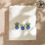 【SOLO Vintage】LCW Home 50x80cm Flower Vases Embroidery Towel 100% Cotton Absorbent, , large
