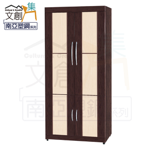 【文創集】 杜亞 環保3尺南亞塑鋼四門衣櫃/收納櫃(吊衣桿＋收納鐵籃)(客約商品)