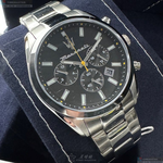 [星晴錶業]MASERATI手錶,42mm,R8853151010黑色錶面銀錶殼銀色精鋼錶帶款, , large