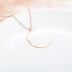 【Angel & Me】Hammered Moon s925 sterling silver 18k rose gold-plated necklace, , large