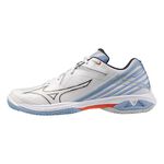 Mizuno Wave Claw 3 男女 羽球鞋 寬楦 室內運動 支撐 抗扭 瞬移 白 水藍 [71GA244325], , large