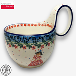 【SOLO Vintage】CA Polish Pottery 400ml Bowl with Handles Red Princess Series, , large