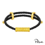 【Prisme Gold】黃金手鍊 福字彎管 編織皮手鍊 (金重：約0.08錢±0.03), , large