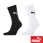PUMA 男女款運動中筒襪1雙裝 彪馬 跳豹 男襪 女襪 襪子 運動襪 小腿襪 棉襪 柔軟 舒適 高彈 耐磨 黑 白, , large