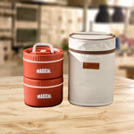 【A&R】日式304不鏽鋼便當盒1600ML 二入組 紅色白邊保溫款, , large