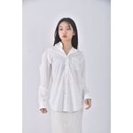 (L) uniqlo排扣白色襯衫上衣二手衣, , large
