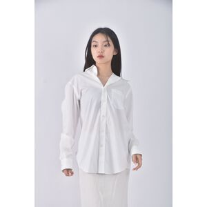 (L) uniqlo排扣白色襯衫上衣二手衣