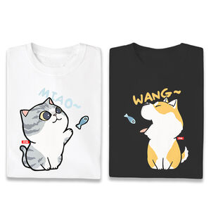 JZ TEE Cat & Shiba Inu - Feeding Fish Graphic Tee