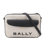 BALLY Bar Daniel 帆布及皮革口袋斜背包/自然色/黑色, , large
