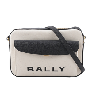 BALLY Bar Daniel 帆布及皮革口袋斜背包/自然色/黑色
