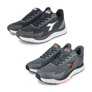 DIADORA迪亞多那 輕量寬楦慢跑男鞋 男運動鞋 高腳背 反光 透氣 緹花網布 吸震 回彈 減壓 緩震 防滑 黑 灰