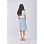 (XL) weil ide丹寧牛仔質感前開岔藍色長裙二手衣, , large